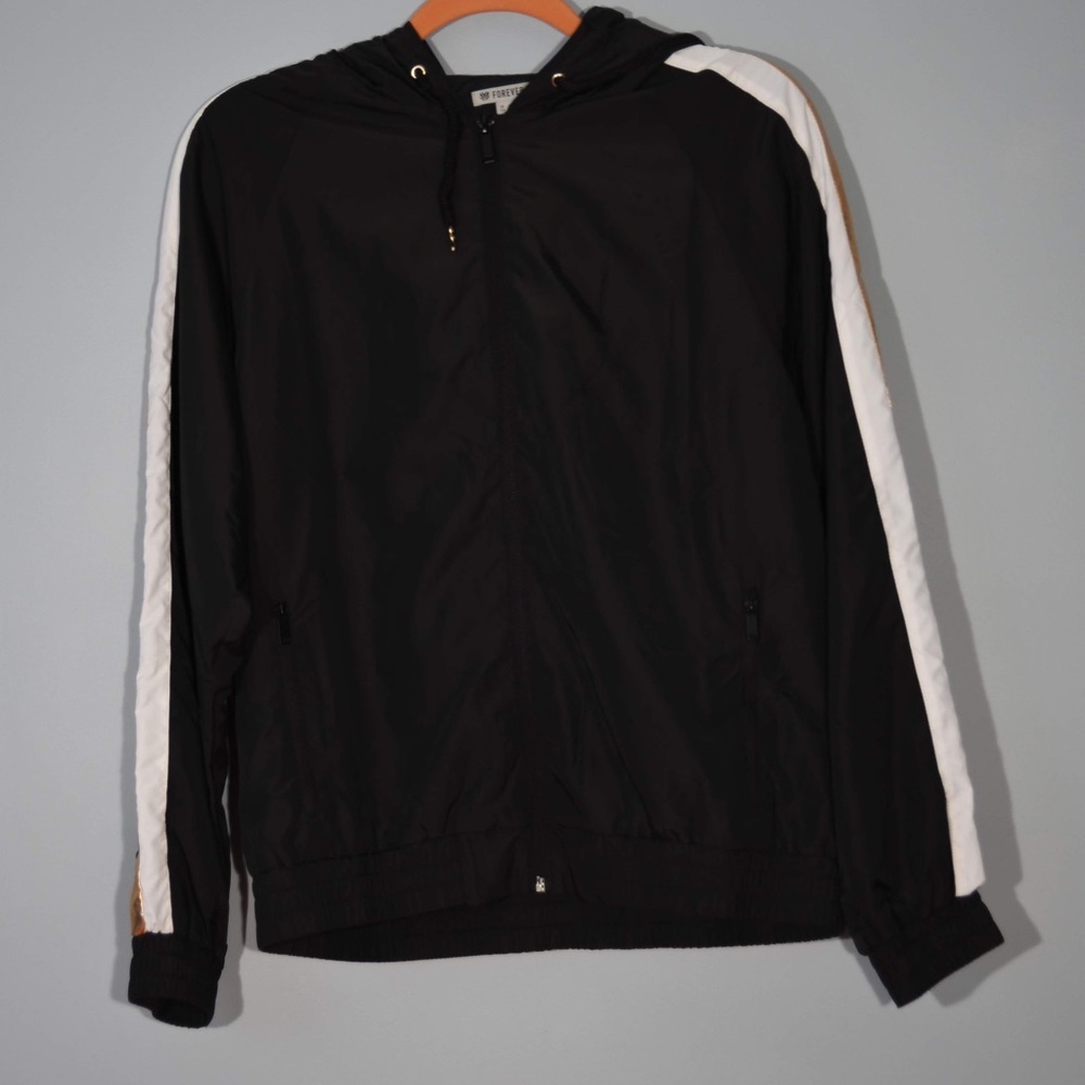 Black with gold and white stripes windbreaker